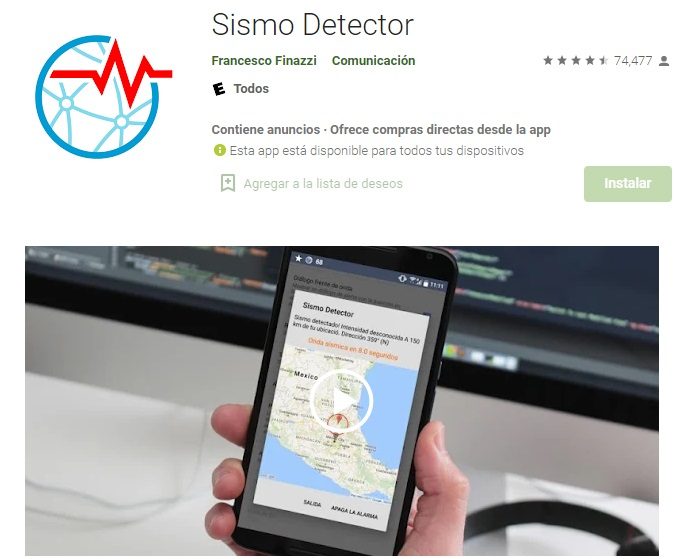 Apps de sismos. Sismo Detector